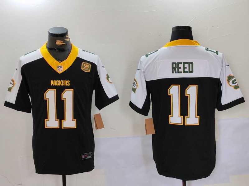 Mens Green Bay Packers #11 Jayden Reed Black White 2024 F.U.S.E. Home Patch 13 Time World Champions Vapor Untouchable Limited Stitched Jersey->green bay packers->NFL Jersey